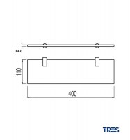 MEDIDAS REPISA CRISTAL TRANSPARENTE 600mm LOFT TRES GRIFERIA